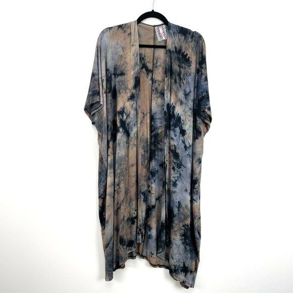 Mauve Sweaters - Mauve Short Sleeve Tie Dye Soft Stretch Jersey Cardigan Size Large